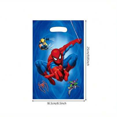Marvel 30个装主题派对礼品袋 | 耐用塑料材质，拉链封口，红蓝卡通设计，适合生日庆祝、超级英雄主题派对装饰，方便手提
