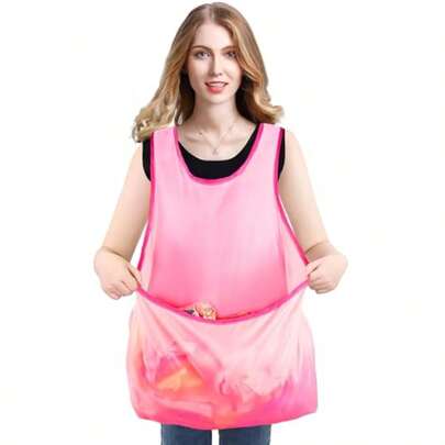 1pc Large Capacity Women's Laundry Apron With Big Pockets, Criss-Cross Strap Design No Bending, Multifunctional Waterproof/Mesh Household Apron For Fruit Picking, Gardening, Cleaning And Carrying Small Pets