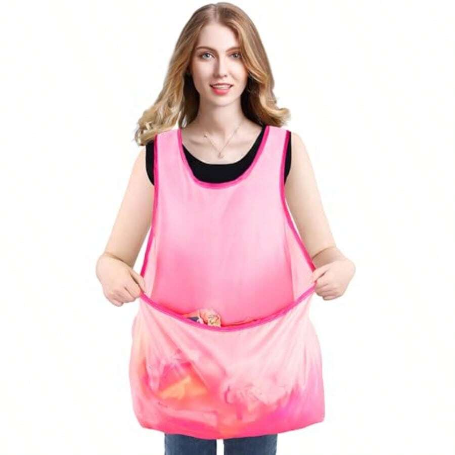 1pc Large Capacity Women's Laundry Apron With Big Pockets, Criss-Cross Strap Design No Bending, Multifunctional Waterproof/Mesh Household Apron For Fruit Picking, Gardening, Cleaning And Carrying Small Pets