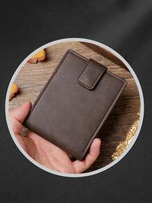 Fashionable Faux Leather Wallet - Compact Zipper Card Holder & Coin Purse, Snap Closure Card Case, "Don't Touch My Wallet" Design, Ideal Daily Use Billfold - Dark Brown - View 5
