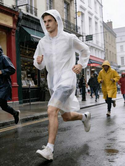 1 pieza Impermeable de Body completo para adultos - Con capucha, estilo deportivo en la parte delantera, unisex, impermeable para senderismo al aire libre - Diseño transparente y puños elásticos, adecuado para ciclismo, senderismo, correr - Impermeable portátil y ligero | Impermeable de Body completo, ropa impermeable portátil, adecuado como regalo para esposa y madre [Estilo y color aleatorios enviados]