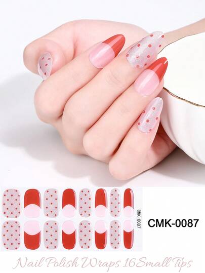 New Non-Baking Gel Nail Stickers, Solid Color, Waterproof, 16 Nail Polish Films, European And American Nail Stickers