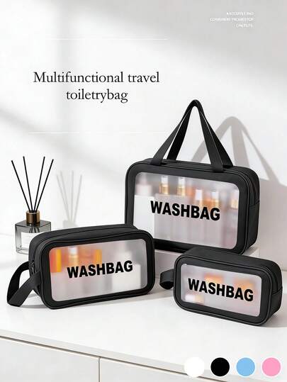 3pcs/Set PVC Zipper Transparent Washing Bag, Portable Waterproof Storage Organizer Toiletry Bag, Large Capacity Multi-Function Clear PVC Cosmetic Bag, Suitable For Bathroom, Portable Swimming Fitness Bag, Tropical Beach Style, Unisex. Transparent Large Capacity Bathing Bag, PU Waterproof Portable Toiletry Bag, Women's Handheld Travel Storage Bag, PVC Transparent Large Capacity Cosmetic Storage Bag, Hanging Toiletry Bag, Data Bag, Luggage Bag, Handbag, Underwear Bag, Vanity Bag