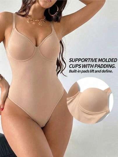 一件装女士高强度塑形针织面料腰臀塑形连体裤