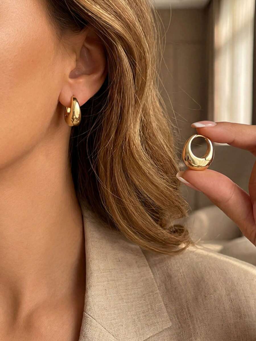 Golden And Silvery Crescent Hoop Earrings – Modern And Elegant Design For Women, Fashion Jewelry - Bags and Earrings - View 1