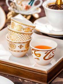 6pcs Ceramic Moonlight Cup Set, Luxury Turkish Style Red Tea Cup & Wine Glass With Gold Rim, Exotic Romantic Afternoon Tea Set, High-Quality Elegant Cups With Aesthetic And Practical Value - Multicolor - View 9