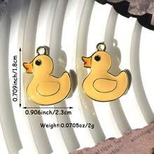 1/12件套 原创可爱合金黄鸭吊坠 卡通动物耳环项链配件 - 彩色 - 查看 4