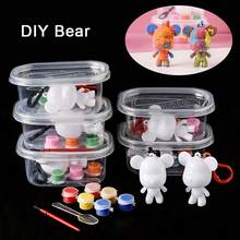 1set/Random Fluid Bear Keychain, DIY Graffiti Painting Material Kit, Pigment + Spoon + Bear + Brush Packed In Bag/Box, Creative Handmade Bear Toy, Painting Set Back To School,Mother's Day,Mom's Gift,Back To School,School Supplies - Randomly Painted Bear - View 3