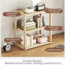 极简桌面书架，多层储物架，适用于宿舍/家庭，学生书桌收纳架，木质多层桌面书架，学习桌书架 - 杏色 - 查看 7