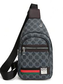 经典男士花卉胸包，时尚百搭斜挎包，大容量多功能轻便单肩包，胸前包，男女通用，带耳机孔，日常通勤包，商务包，礼品，学生包 - A - 查看 10