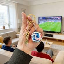 Gift For Her/Him: 2-Piece "Keychain Set" Including 2026 World Cup Keychains, World Cup Footballs, World Cup Trophy Keychains, Fan Merchandise, Exclusive Fan Cheering Decorations, World Cup Pendants, And Small Gifts For Fan Events. - Gold - View 5