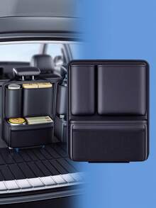 Car Trunk Organizer Hanging Bag - Multi-Compartment Backseat Pocket, Suitable For SUV, Hatchback And Sedan, Waterproof And Durable Trunk Storage Box With Adjustable Buckles And Strong Hook And Loop, Backseat Storage Pouch (Black) - Backrest Storage Bag - View 13