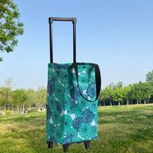 1个大容量可折叠户外便携式购物推车，露营储物推车，牛津布手推车，小型带轮推车，超市杂货购物推车，承重40磅 - 多色 - 查看 10