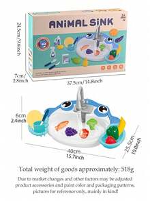 Pretend Play Cartoon Kitchen Sink With Circulating Water Faucet, Interactive Parent-Child Educational Toy (Requires 2 X 1.5V AA Batteries, Not Included, All Accessories Are Random) - Multicolor - View 3