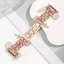 1pc Compatible With Apple Watch Band, Gold Metal Butterfly Design Adjustable Bracelet Chain Strap Suitable For Watch Ultra2, 1, SE, S9 - Rose Gold - View 8