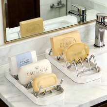 浴室台面皂碟、皂架、浴室皂沥水架、厨房钢丝绒海绵架 - 多色 - 查看 8