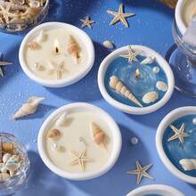 1pc Ocean Themed Bowl Candle, Decorated With Stars And Seashells, Suitable For Beach Party And Home Decor - 1PC - View 6