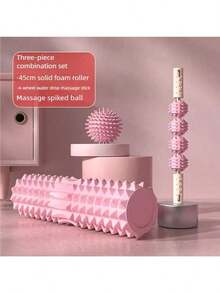 45cm Solid Foam Roller, Crescent Moon Yoga Pilates Massage Stick, Dual-Zone Home Use, Leg Muscle Relaxation Tool, EVA Foam Roller And Handheld Massage Ball - Muscle Relaxation Yoga Kit, Hollow Design, Fitness Roller Set, Foam Roller Yoga Column, Fitness Roller, Yoga Roller, Massage Equipment, Fitness Massage Roller, Hollow Spike EVA Massage Stick, Foam Roller Fitness, Yoga Fascia Slimming Tool, Weight Loss Equipment - A - View 5