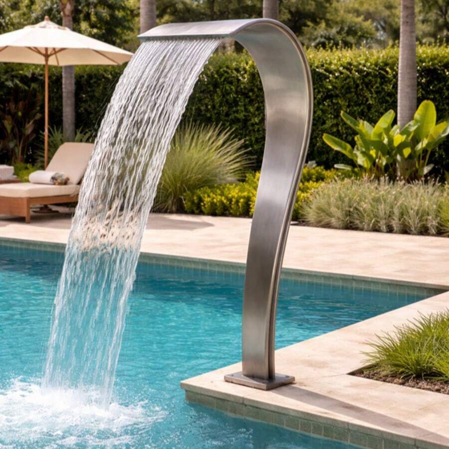 High Tech Waterfall Stainless Steel Pool Naja Easy Installation Soft Coupling - Màu xám đen - Xem 1