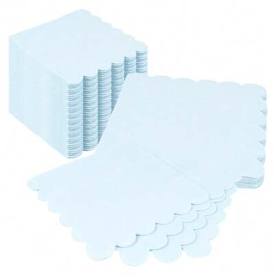 20pcs/Set, 40pcs/Set, 60pcs/Set Cream Blue Wavy Floral Soft Thick Absorbent Paper Napkins, Unfolded Size 24cm*24cm, Suitable For: Wedding Tea Party, Birthday Party Decoration, Party Decoration, Party Supplies, Holiday Decoration, Holiday Supplies