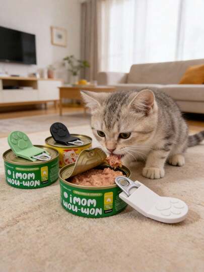 5/15pcs Plastic Kitchen Tools Suitable For Cat/Dog Canned Food, Applicable For Cat/Dog Food And Canned Food, Portable Household Kitchen Tools Easy To Clean, No Electricity Required Reusable Pet Can Opener Spoon, Non-Slip Handle (Random Color)