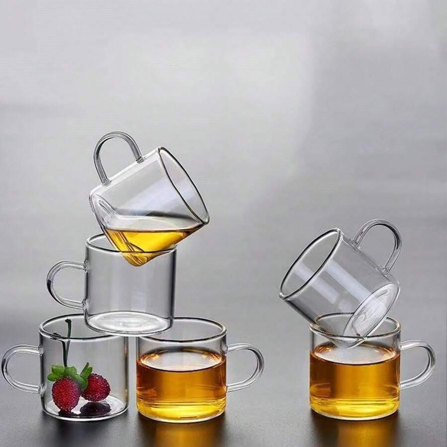 120ml Taza de café de vidrio elegante resistente a altas temperaturas, taza de té pequeña de alta gama, vidrio transparente y asa, resistente al calor y al frío, taza mini, estilo minimalista para oficina, taza de té única - transparente - Ver 1