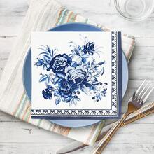 100/60/20pcs 13 * 13 Inch Disposable Blue Flower Patterned Napkins, Used For Various Occasions Such As Weddings, Christmas, Valentine's Day, Holiday Parties, Cafes, Friend Gatherings, Outdoor Picnics, Restaurants, Etc, - View 10