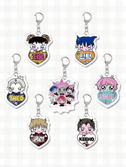 1pc Acrylic Cute Cartoon P1Harmony Holding Sign Style Keychain Pendant, Backpack Decor/Bag Accessory/Schoolbag Accessory/Wallet Charm, Gift For Friends