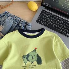 2026 Nueva primavera Suéter holgado de manga larga con mangas a rayas de contraste para niños - Verde - Ver 4