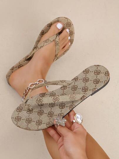 Plus Size Summer New Vintage Canvas Thong Sandals, Comfortable Non-Slip Flat Casual Beach Flip Flops For Women