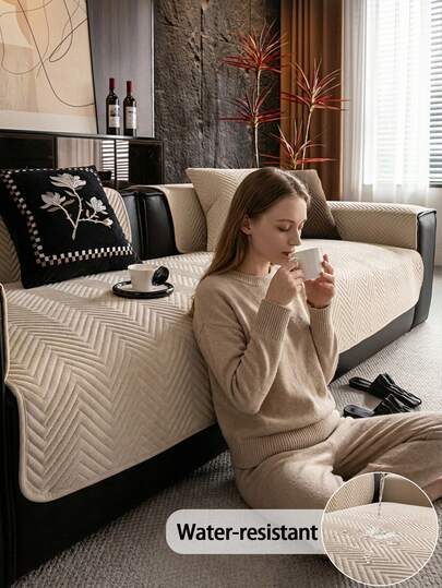 1件装水晶绒超声波工艺沙发垫，四季皆宜，简约现代风格，宠物友好，防污防滑，防猫抓沙发保护套，适用于L型组合沙发和1/2/3/4座沙发（单独出售）