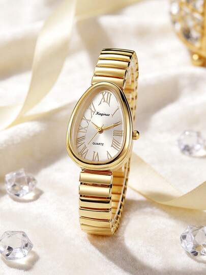 1 pieza Reloj de mujer único y elegante con esfera con diseño de cabeza de serpiente, de aleación de oro y plata de alta calidad con correa elástica ajustable brillante y lujosa, adecuado para la mayoría de las muñecas de las mujeres, para uso casual diario, de oficina, de fiesta y de boda, un regalo ideal para mujeres, esposas, hermanas, amigas y familiares, también un accesorio de reloj refinado