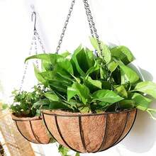 8/10 Inch Round Wire Plant Holder Metal Hanging Basket Coconut Liner Lining Plants Flower Garden Pot For Home Balcony Decoration - A - View 6