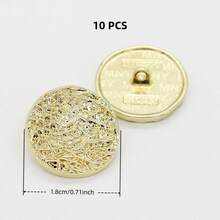 10 piezas de 15/18mm Botones metálicos redondos con textura asimétrica vintage, aptos para camisas, trajes, chaquetas de punto, unisex, opciones de multicolor - Patrones multicolores - View 15