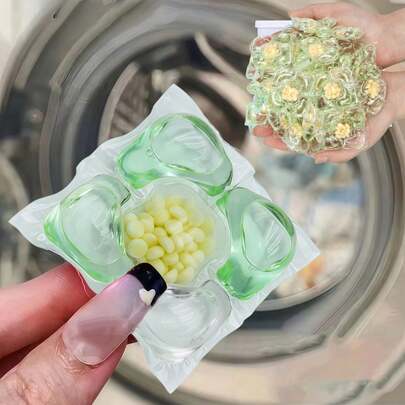 100粒/50粒/30粒装 山茶花五合一洗衣凝珠，浓缩型洗衣球，持久留香，去除顽固污渍，抗菌除臭，柔顺衣物，可溶性胶囊，适用于所有洗衣机