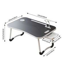 Foldable Laptop Bed Desk With 4 USB Ports, Large Lap Desk With Drawer & Cup Holder, Portable Table For Bed, Sofa & Floor, With USB Fan & Light - Upgrade Black - 查看 5