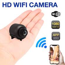 1个/2个1080P高清迷你无线WiFi摄像头，2.4GHz家用安防监控摄像头，可通过手机远程监控，360°无盲区室内猫眼摄像头 - 黑色 - 查看 3