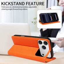 High-Quality Luxury Wallet With Card Slots, Kickstand, Magnetic Flip Cover Leather Phone Case Compatible With IPhone, Business Anti-Drop Protective Cover - Orange - View 5