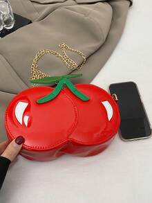 New Spring/Summer Creative Cherry Shape Shoulder Crossbody Bag, Cute Personalized Chain Handbag For Women - Red - View 9