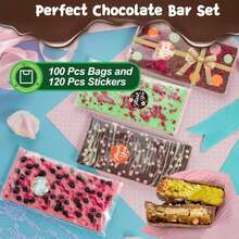 RUGVOMWM 9 In 1 Silicone Break Apart Chocolate Bar Mold With Plastic Bags And Thanks For The Stickers,Non Stick Homemade Protein And Energy Bar Mould - 113pcs - Màu A - Xem 5