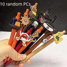 10pcs/Set Random Pirate Series Gel Pens, PVC Soft Sticker Gel Pens, Suitable For Students And Office Use - A - View 2