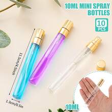 FIGHTYU 10pcs/20pcs 5/10ml Empty Transparent Glass Spray Bottles, Refillable Mini Perfume Atomizer, Travel Sample Bottles With Gold Aluminum Sprayer, For Beauty, Essential Oils, Plants, Home & Daily Use, Travel Essentials, Fine Texture, Low Allergy, Ideal For Business Travelers And Busy Professionals (Shiny Gold) Perfume Bottle Refillable Bottle Perfume Refillable Bottle Mist Spray Bottle Mini Spray Bottle Leak Proof Bottle - View 3