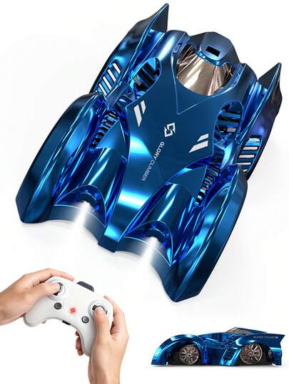 1 pieza Coche teledirigido para escalar paredes, recargable por USB, coche para escalar paredes y suelos, coche de acrobacias RC con rotación de 360°, luces LED mini, juguete para niños, niñas, adolescentes y adultos, mejor regalo para Navidad, Halloween, cumpleaños, primavera, verano, otoño, invierno
