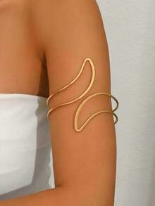 1pc Minimalist Geometric Gold Open Cuff Bracelet, Adjustable Bangle Suitable For Daily Wear, Party And Formal Occasions - Multicolor - View 5