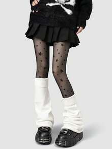 1双女式纯色喇叭踝袜套 - 黑色 - 查看 7