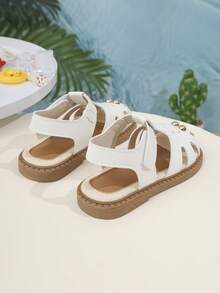 夏季女童软底鞋，儿童厚底平底凉鞋，大童新款 - 白色 - 查看 3