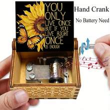 手摇木质音乐盒 - “你是我的阳光”向日葵蝴蝶图案，无需电池，完美的励志礼物 - 復古向日葵音樂盒 - 查看 6
