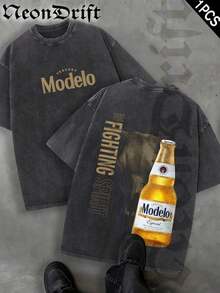 Nuevas  de moda Y2K, Cool, UFO, Deporte al Aire Libre, Estilo Urbano Moderno, Camiseta de Hombre de Algodón Puro Lavado Vintage a la Moda, Un Regalo Sorpresa para Familiares y Amigos, Con Mangas Caídas y Cuello Redondo, Camiseta de Marca de Moda Retro de Algodón Batik de Alta Calidad, Un Grosor Adecuado para Camisetas de Verano, Regalos para las Fiestas. - Naranja Coral - Ver 13
