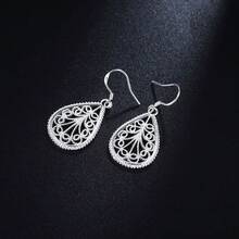 High Quality Silver Plated Jewelry Women 925 Sterling Silver Water Droplet Earring Fashion Charm Jewelry Accessories Wedding Party Birthday Gift - Silver - View 2