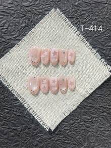 [Lucky Star] Handmade Sequin, Rhinestone, Glass Bead, Cat Eye, Small Star Nail Stickers, Short Style, Brightening - Baby Pink - View 2
